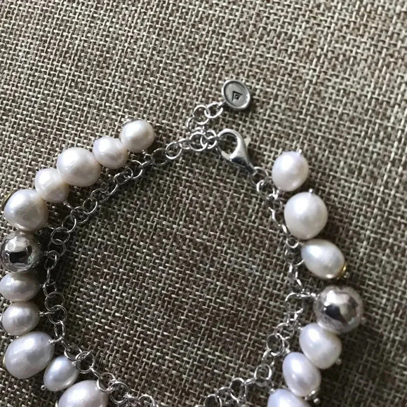 NWOT Silpada Flirt Alert Fresh Water Pearl Sterling Silver Charm Bracelet - Picture 4 of 6